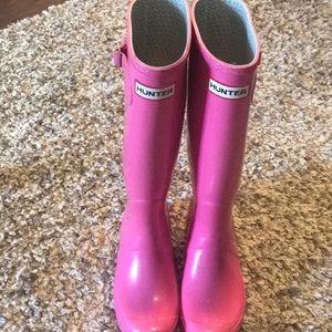 Pink hunter rain boots